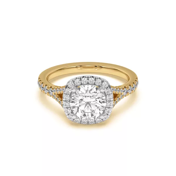 Sue Timeless Two-Tone Halo Engagement Ring