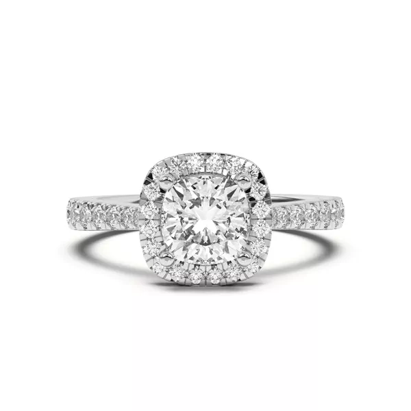 Cici Halo Engagement Ring With 1.6 Carat Cushion Diamond