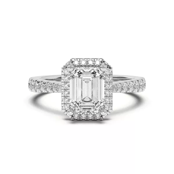 Cici Halo Engagement Ring With 1.01 Carat Emerald Diamond
