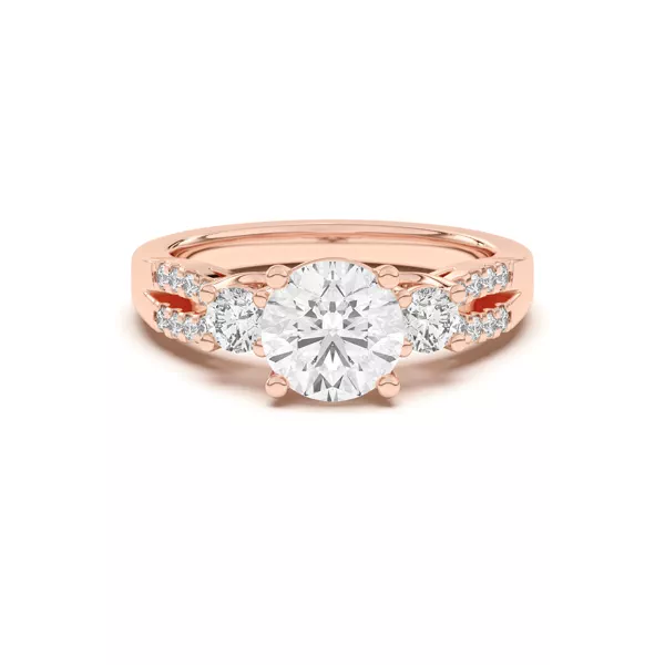 Beth Three-Stone Split Pavé Band Engagement Ring