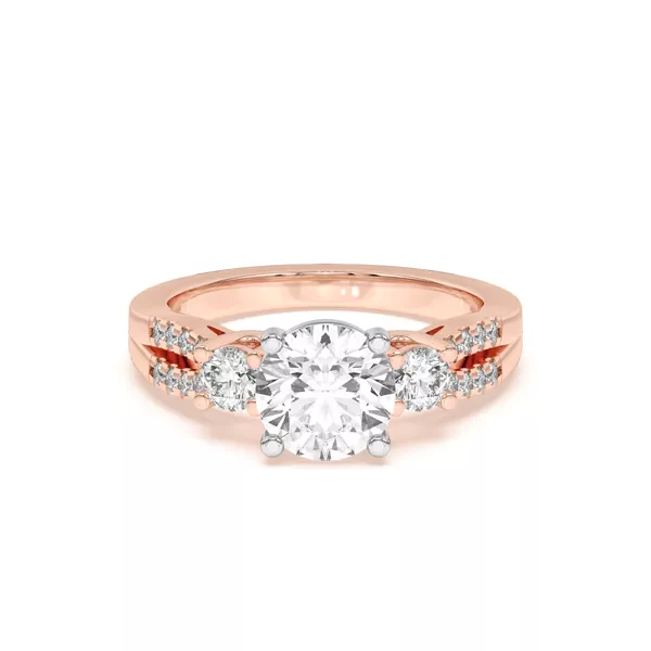 Beth Three-Stone Split Pavé Band Two-Tone Engagement Ring