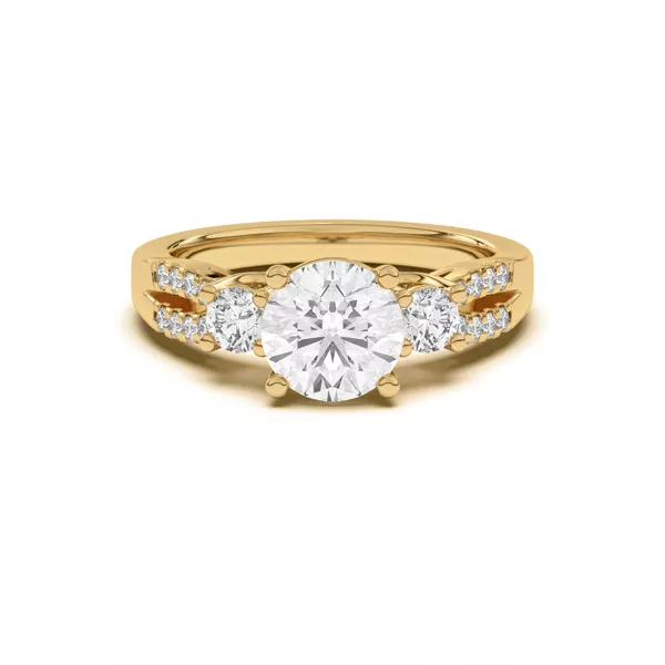 Beth Three-Stone Split Pavé Band Engagement Ring