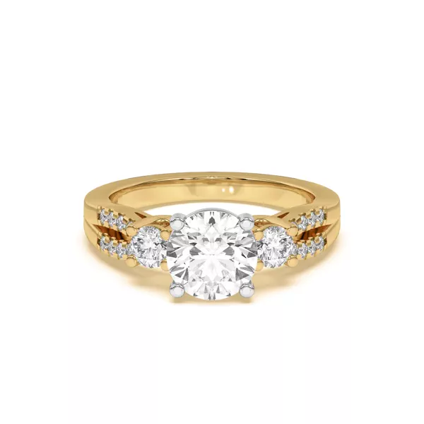 Beth Three-Stone Split Pavé Band Two-Tone Engagement Ring