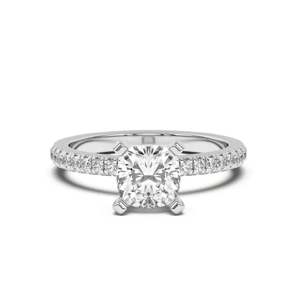Donna Timeless Pavé Engagement Ring With 1.6 Carat Cushion Diamond