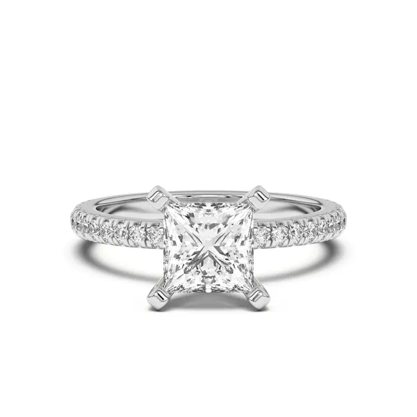Donna Timeless Pavé Engagement Ring With 1.8 Carat Princess Diamond