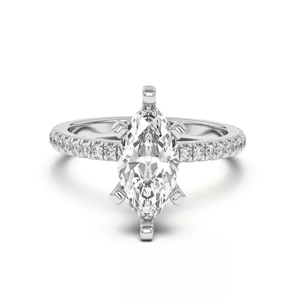 Donna Timeless Pavé Engagement Ring With 1.01 Carat Marquise Diamond