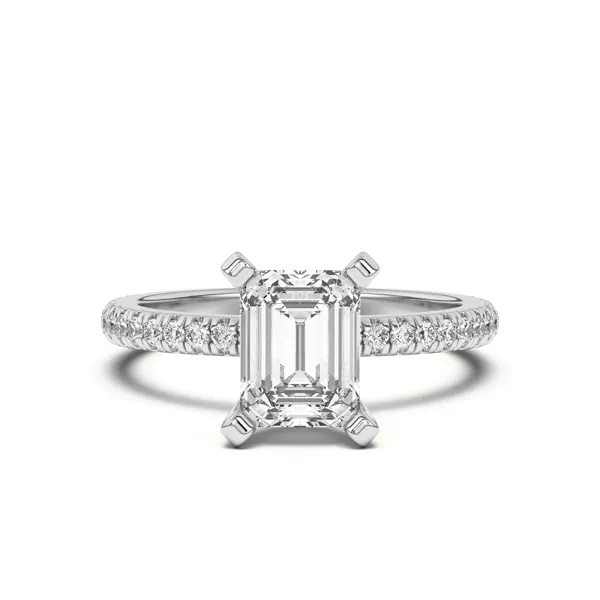 Donna Timeless Pavé Engagement Ring With 1.01 Carat Emerald Diamond