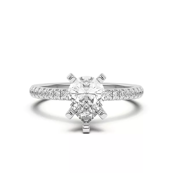 Donna Timeless Pavé Engagement Ring With 1.04 Carat Pear Diamond