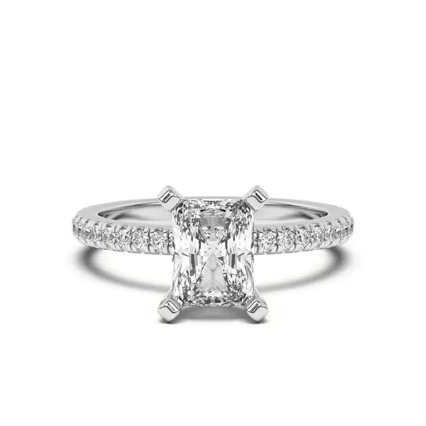 Donna Timeless Pavé Engagement Ring With 1.19 Carat Radiant Diamond