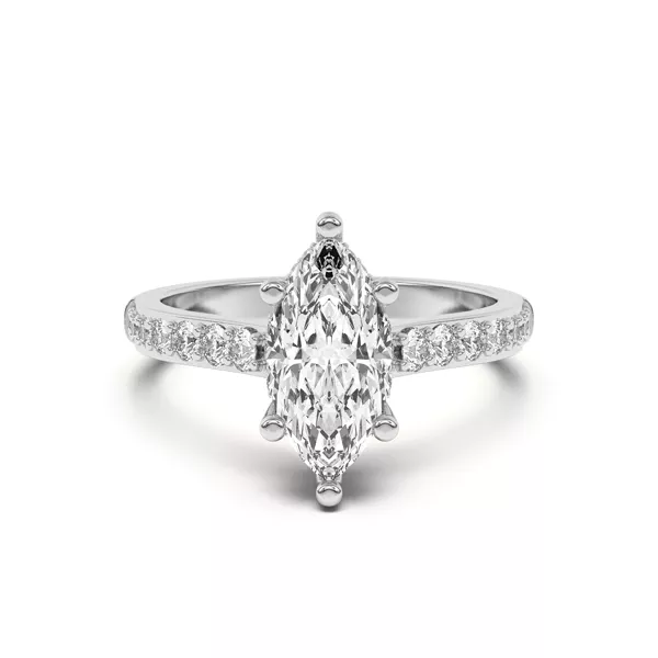 Rita Graduated Pavé Engagement Ring With Hidden Halo With 1.01 Carat Marquise Diamond