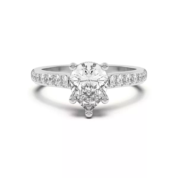 Rita Graduated Pavé Engagement Ring With Hidden Halo With 1.04 Carat Pear Diamond