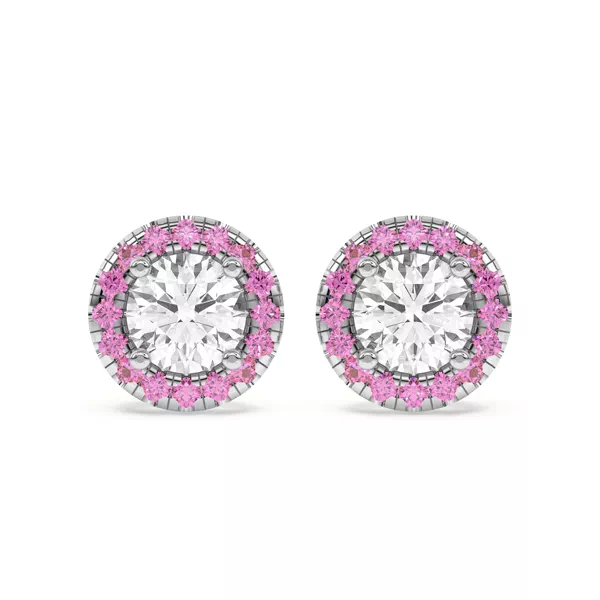 Setting Eva Classic Pink Sapphire Halo earrings