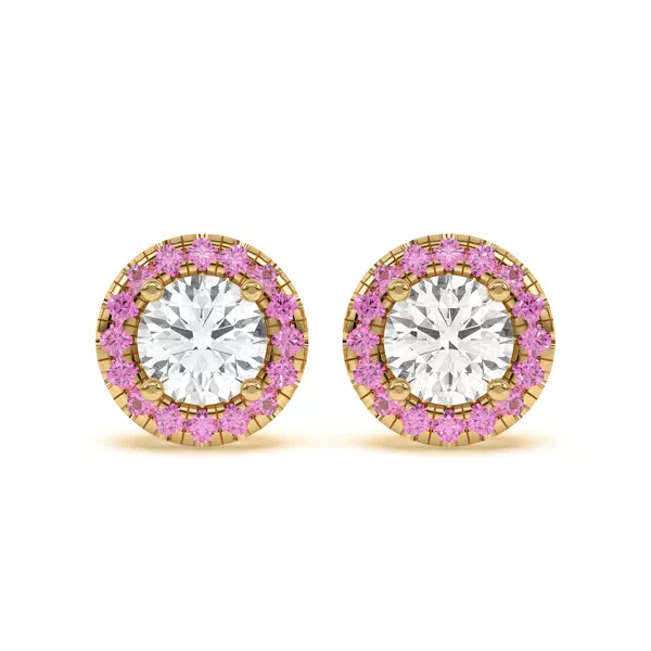 Eva Classic Pink Sapphire Halo Earrings