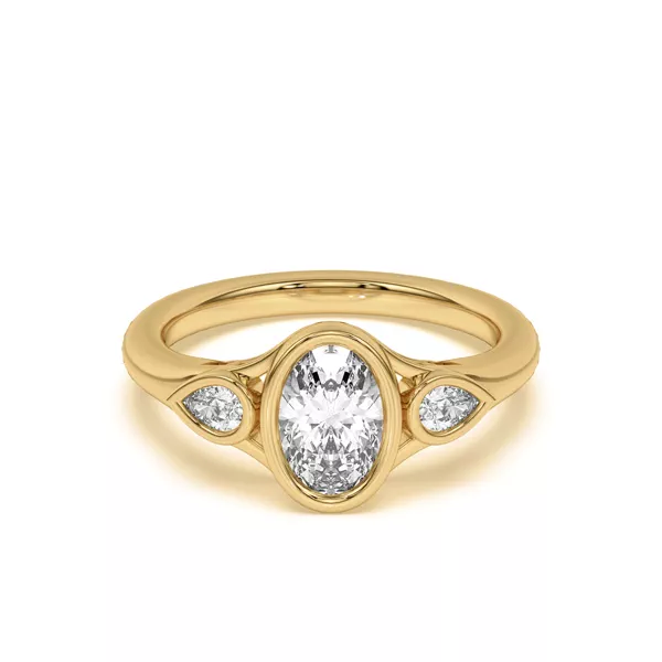 Lani Pear Bezel Three-Stone Engagement Ring