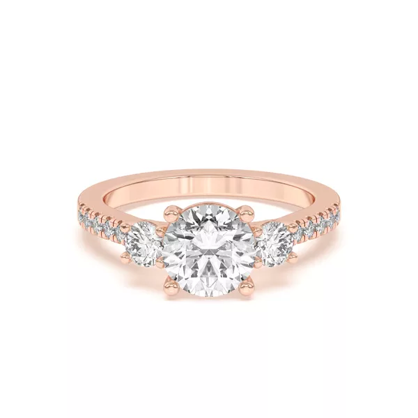 Tria Pavé Round Lab Accent Three-Stone Ring