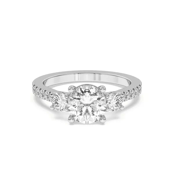 Tria Pavé Round Lab Accent Three-Stone Ring