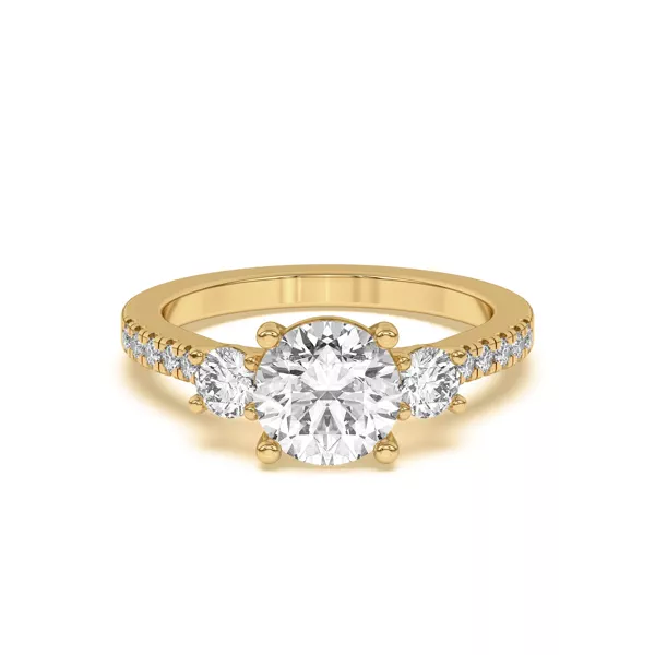 Tria Pavé Round Lab Accent Three-Stone Ring
