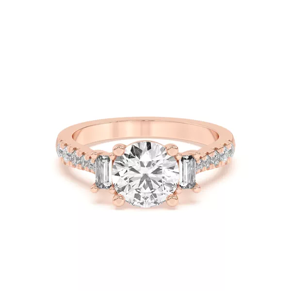 Trielle Pavé Emerald Accent Three-Stone Ring
