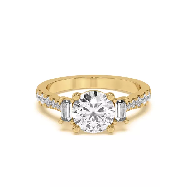 Trielle Pavé Emerald Lab Accent Three-Stone Ring