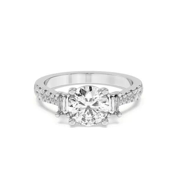 Trielle Pavé Emerald Accent Three-Stone Ring