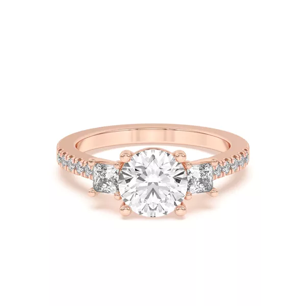 Tria Pavé Princess Lab Accent Three-Stone Ring