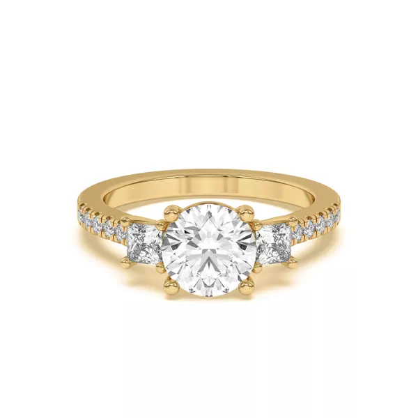 Tria Pavé Princess Lab Accent Three-Stone Ring