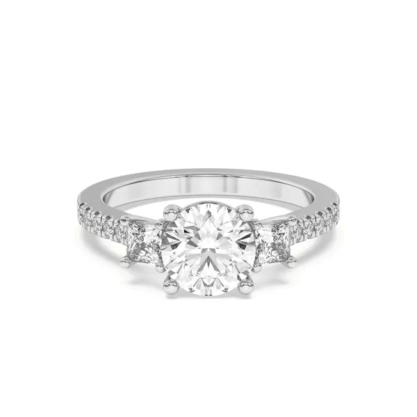 Tria Pavé Princess Lab Accent Three-Stone Ring