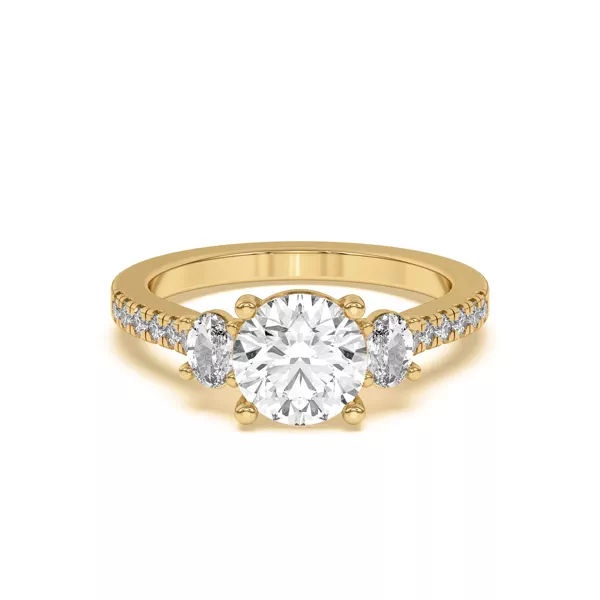 Tria Pavé Oval Lab Accent Three-Stone Ring