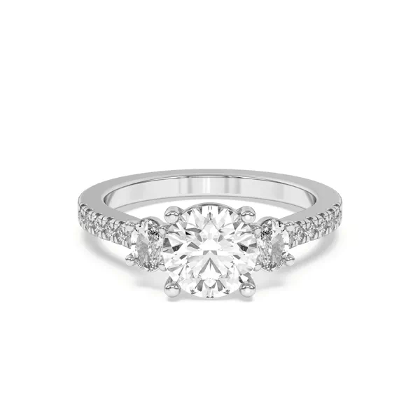 Tria Pavé Oval Lab Accent Three-Stone Ring