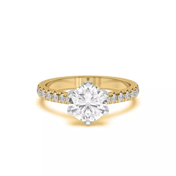 Marigold Grand Tulip-Inspired 6 Prong Two-Tone Lab Ring