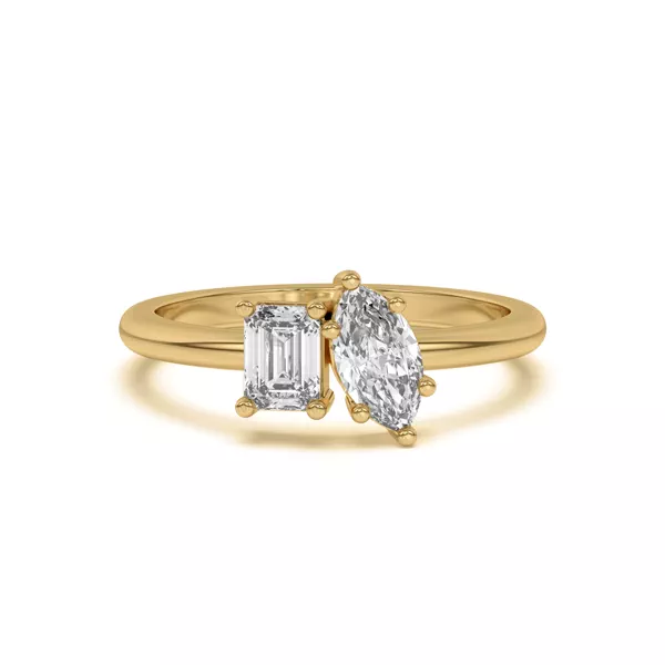 Toi et Moi Emerald and Marquise Lab Ring (1.00 cttw)