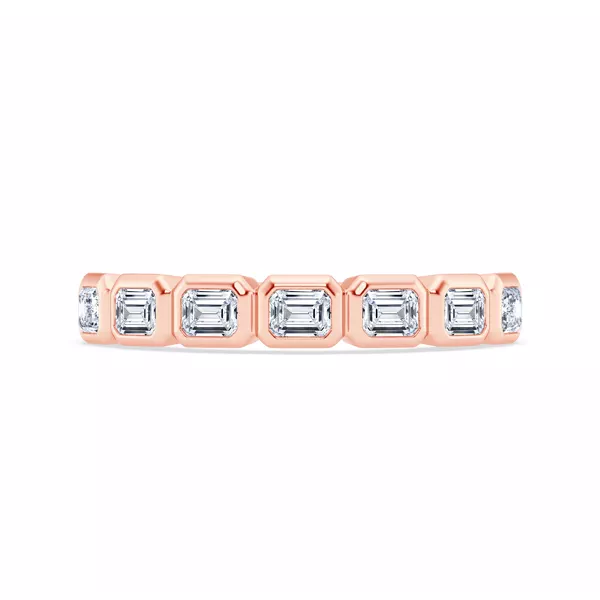 East-West Emerald-Cut Diamond Bezel Band