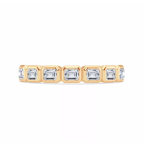 East-West Emerald-Cut Diamond Bezel Band