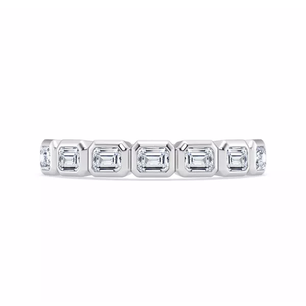East-West Emerald-Cut Diamond Bezel Band