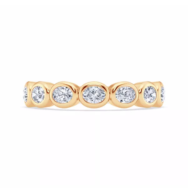 East-West Oval Diamond Bezel Band