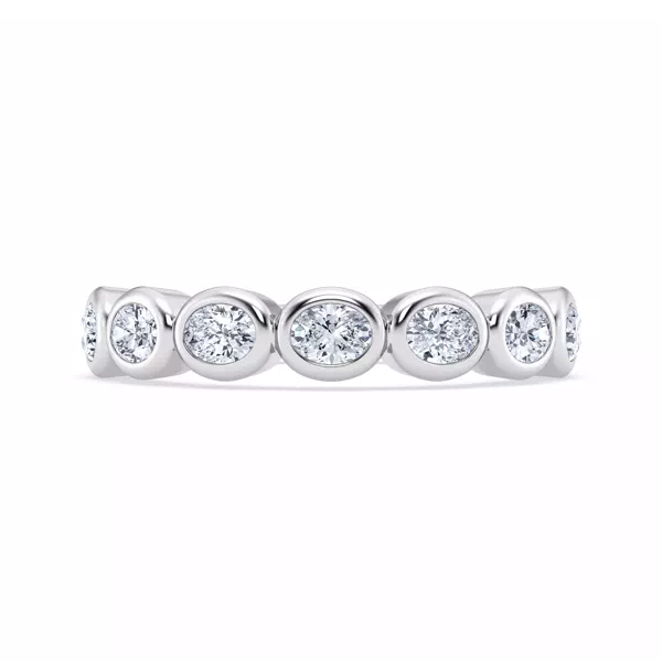 East-West Oval Diamond Bezel Band