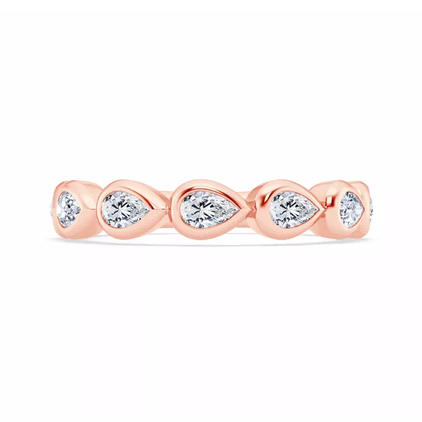 East-West Pear-Shaped Diamond Bezel Band