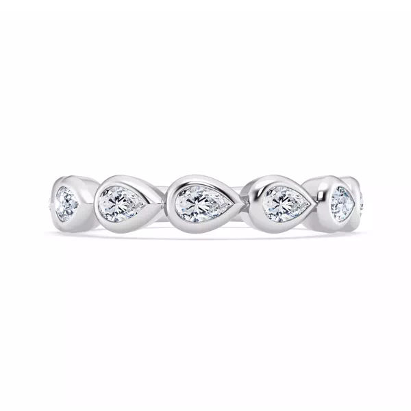 East-West Pear-Shaped Diamond Bezel Band