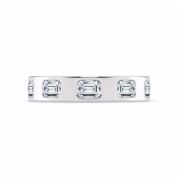 Flush Set Emerald-Cut Diamond Band