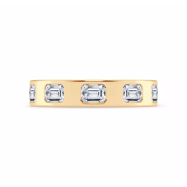 Flush Set Emerald-Cut Diamond Band