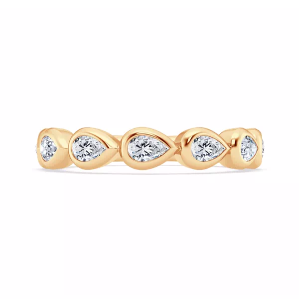 East-West Pear-Shaped Lab Diamond Bezel Band