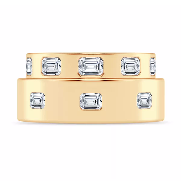 Flush Set Emerald-Cut Lab Diamond Band