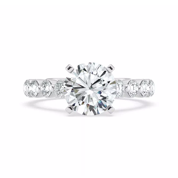 Signature Hearts & Arrows Shared Prong Hidden Halo Cathedral Lab Engagement Ring (1.05ct. tw.)