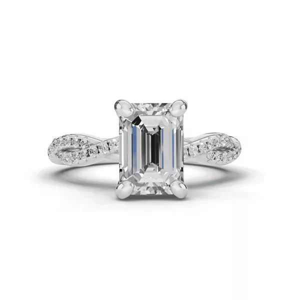 Signature Hearts & Arrows Pavé Spiral Lab Engagement Ring With 1.01 Carat Emerald Diamond
