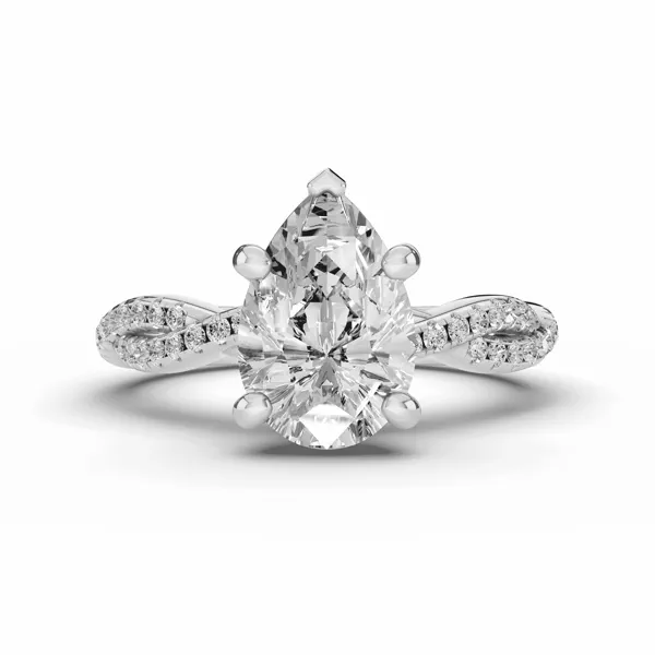 Signature Hearts & Arrows Pavé Spiral Lab Engagement Ring With 1.04 Carat Pear Diamond