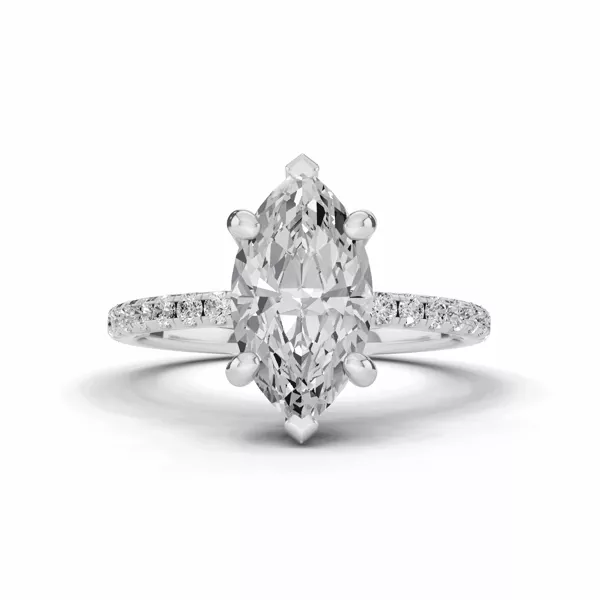 Signature Hearts & Arrows Pavé Lab Engagement Ring (1/4ct. tw.) With 1.01 Carat Marquise Diamond