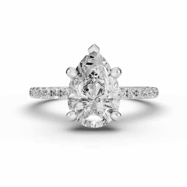 Signature Hearts & Arrows Pavé Lab Engagement Ring (1/4ct. tw.) With 1.04 Carat Pear Diamond