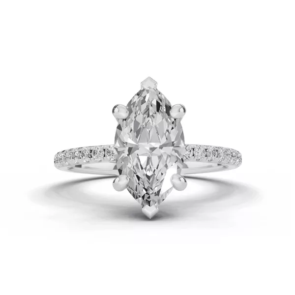 Signature Hearts & Arrows Classic Hidden Halo Pavé Lab Engagement Ring (1/4ct. tw.) With 1.01 Carat Marquise Diamond