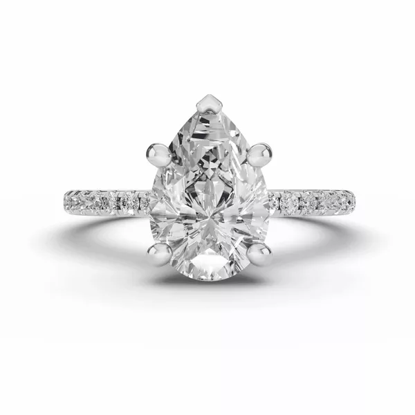 Signature Hearts & Arrows Classic Hidden Halo Pavé Lab Engagement Ring (1/4ct. tw.) With 1.04 Carat Pear Diamond