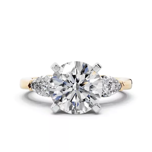 Setting Madison Three-Stone Two-Tone Lab Pear